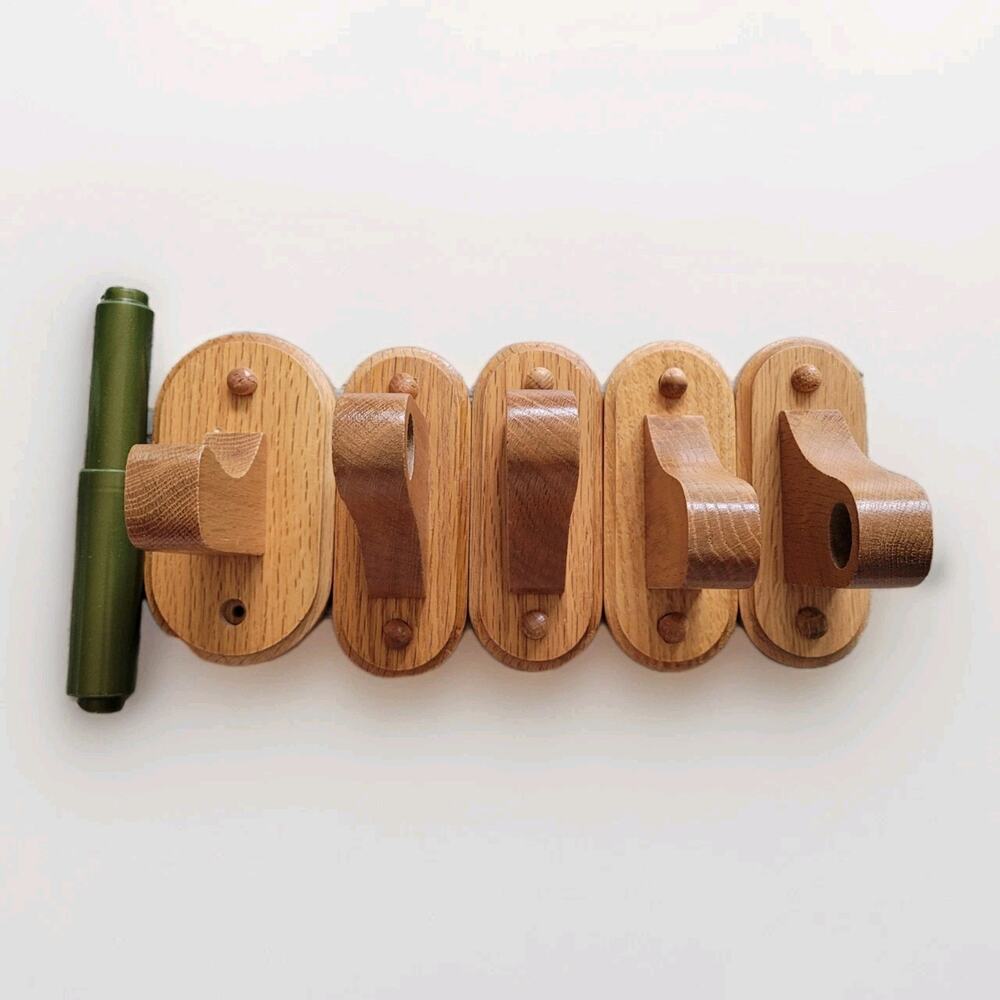 VTG Solid Oak Bathroom Hardware Set Towel Bar TP Holder Cottagecore Farmhouse